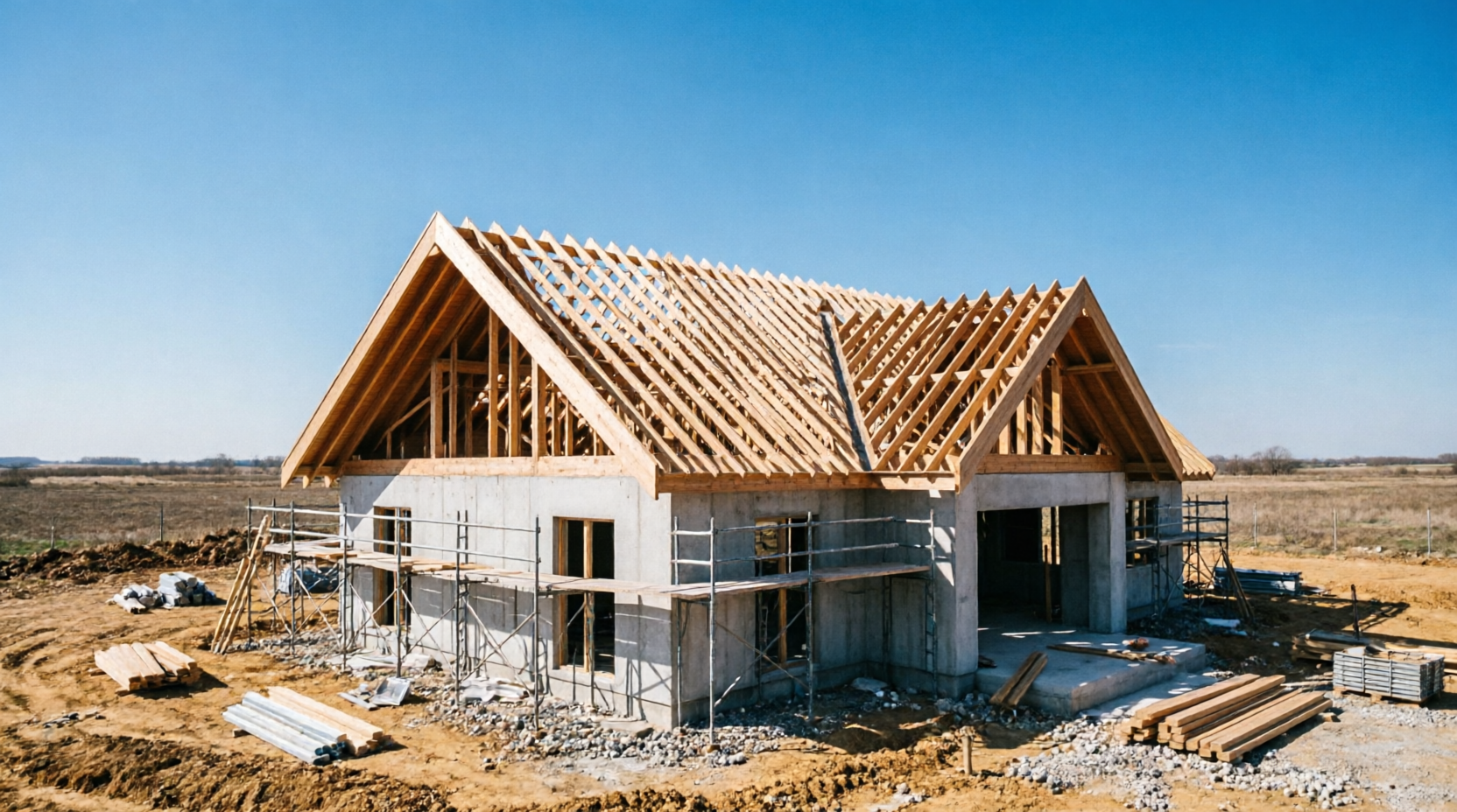 Дом на этапе строительства